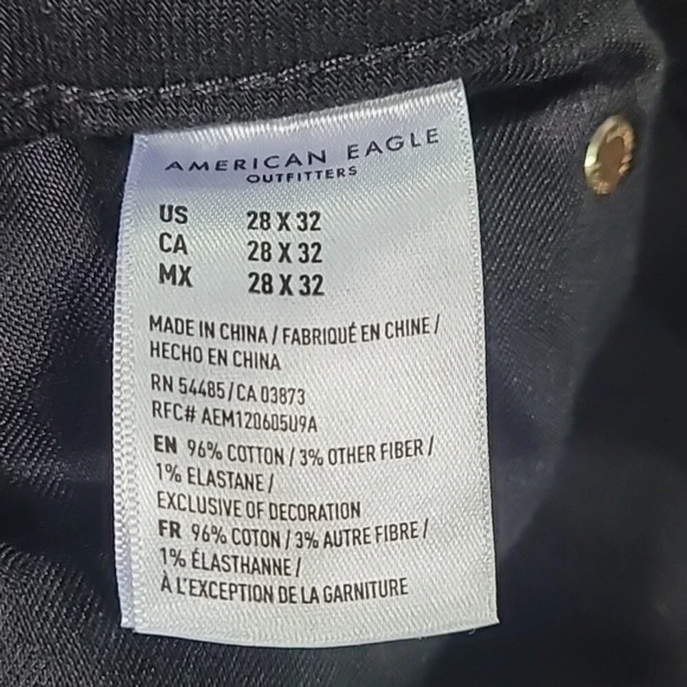 Jeans Men American Eagle Black Airflex skinny Size 28x32 Stretchy